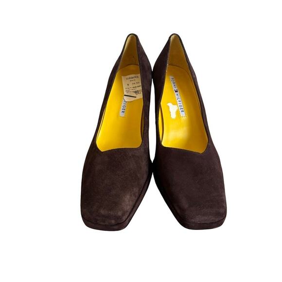 90'S VINTAGE DEADSTOCK TOMMY HILFIGER BROWN SUEDE‎ PUMPS HEELS 9 1/2 - Picture 3 of 8